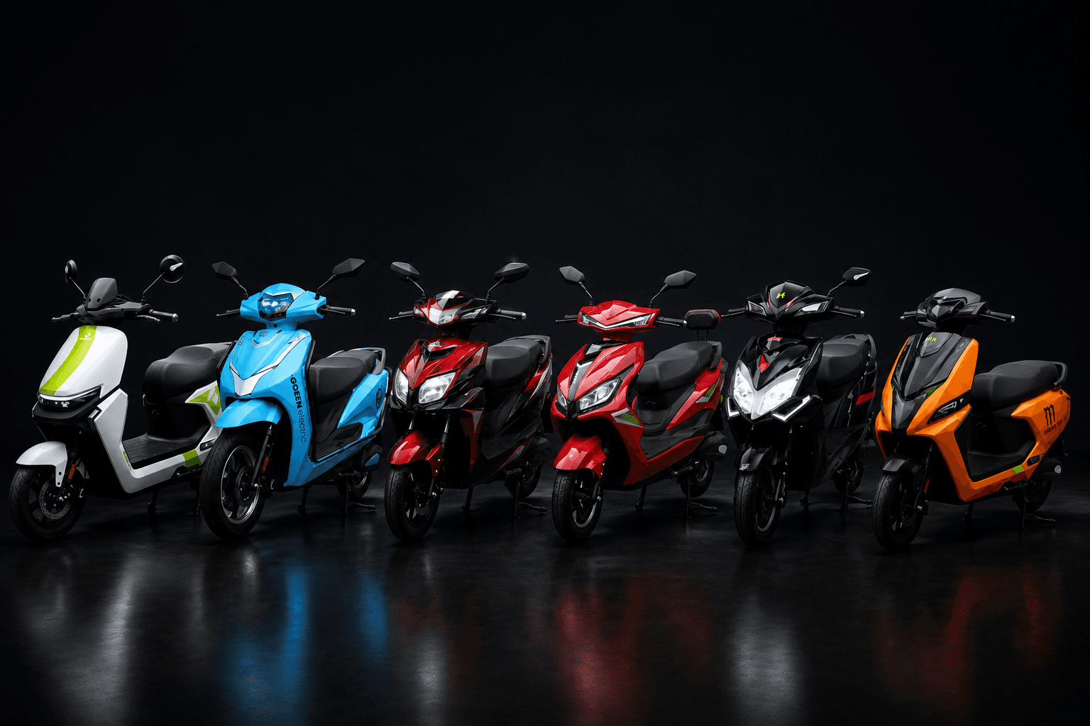 A lineup of electric scooters from the brands stocked at The EV World